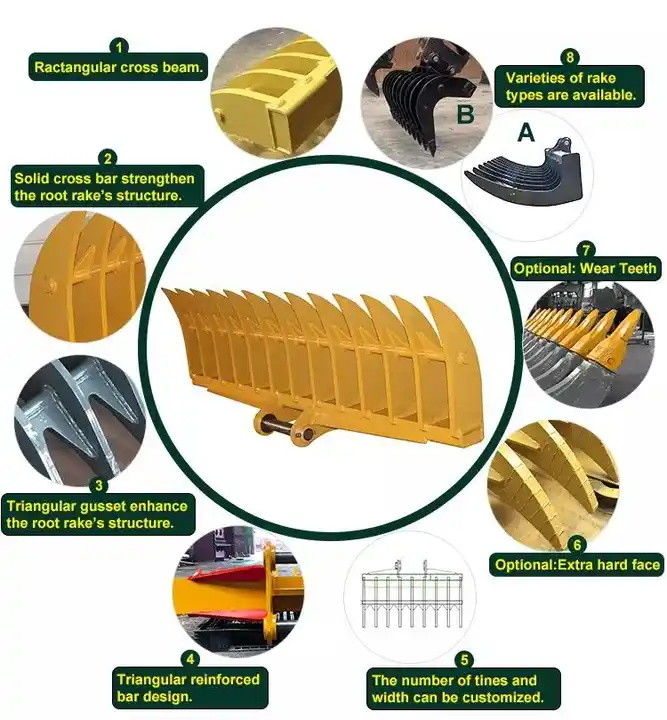 10-20T Rack per scavatori per spazzare detriti lunghi e ingombranti lasciati a terra